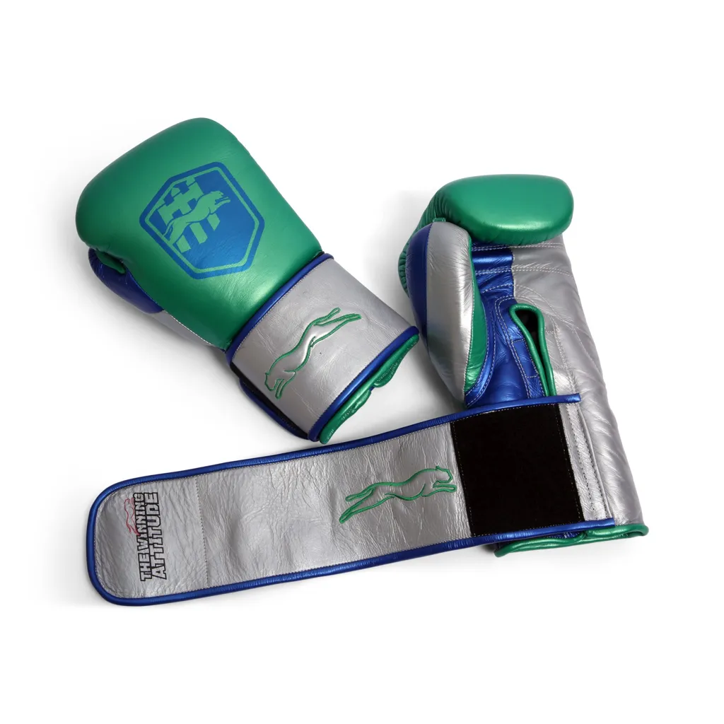Harrier Pro Boxing Gloves | Green & Silver - Image 9