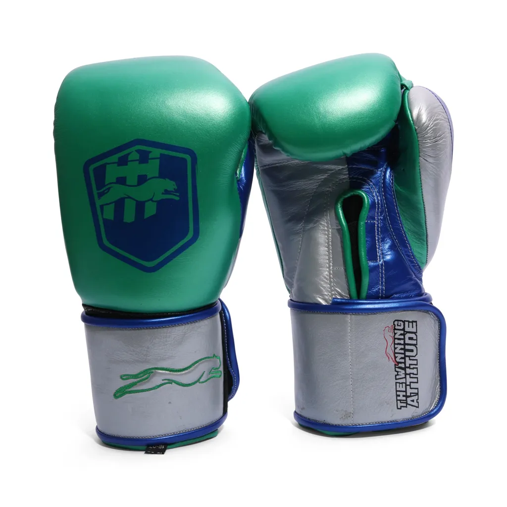 Harrier Pro Boxing Gloves | Green & Silver - Image 8