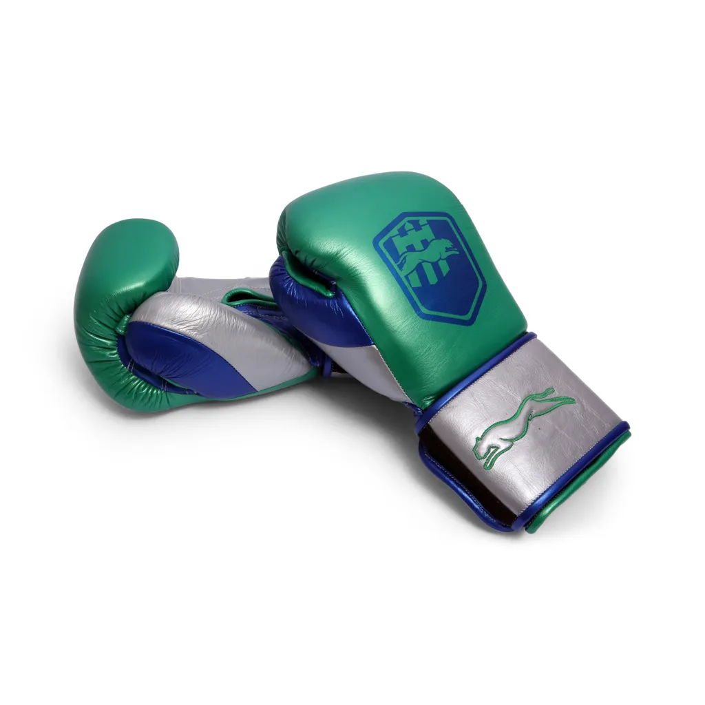 Harrier Pro Boxing Gloves | Green & Silver