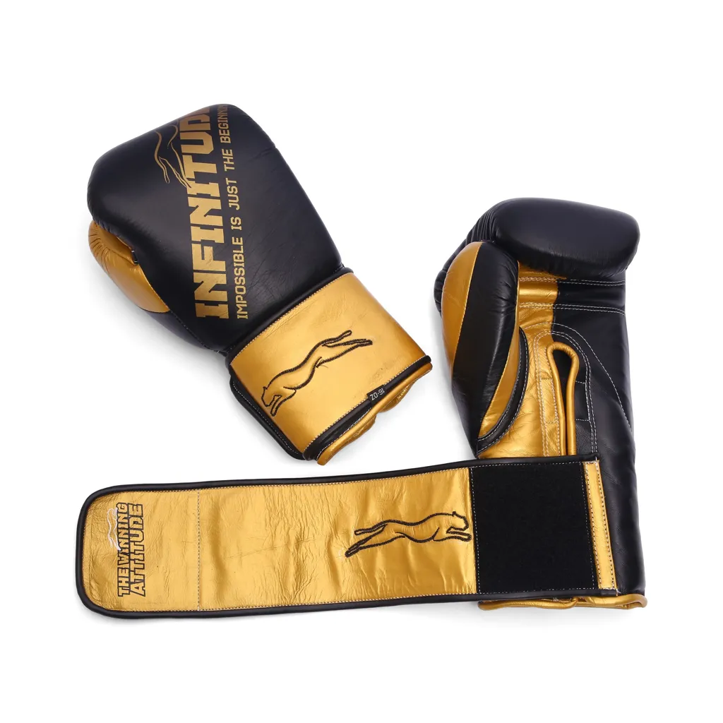 Harrier Pro Boxing Gloves | Black & Gold