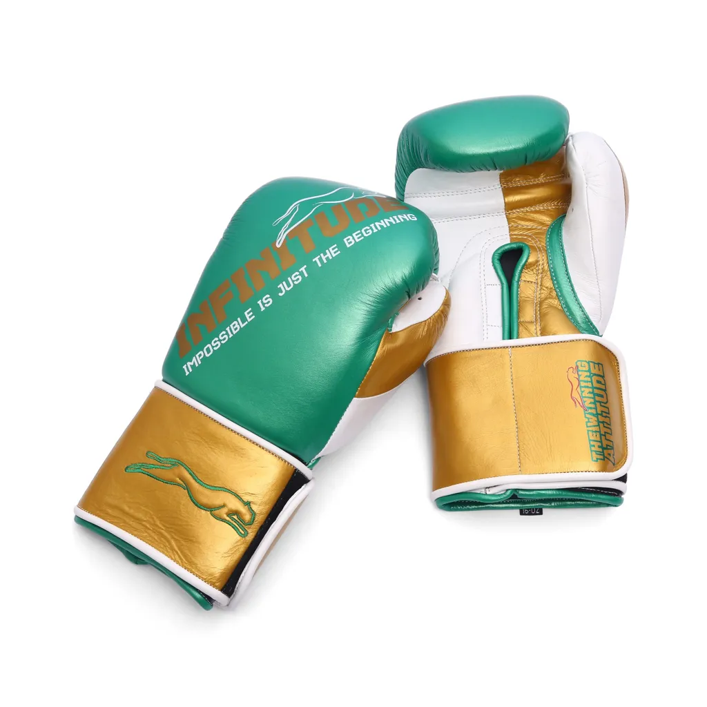 Harrier Pro Boxing Gloves | Green & Gold - Image 9