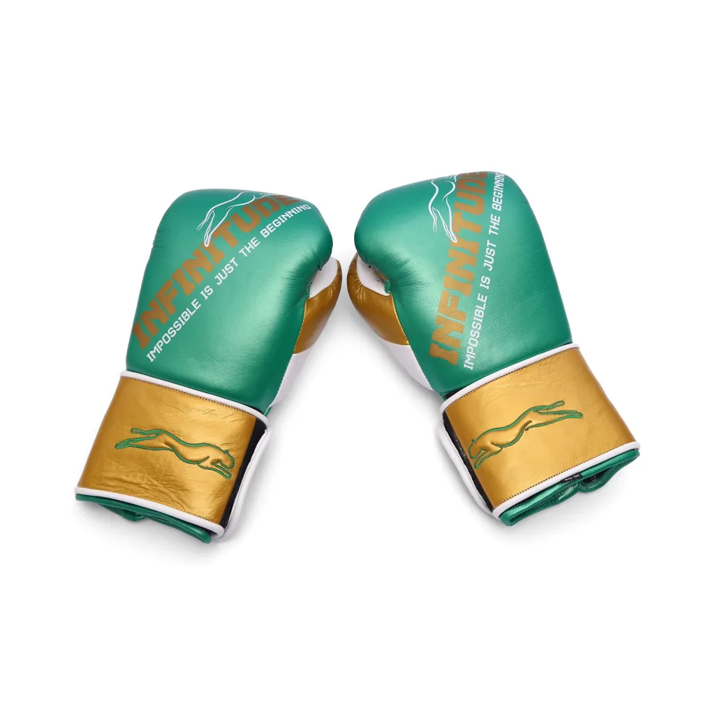 Harrier Pro Boxing Gloves | Green & Gold - Image 8