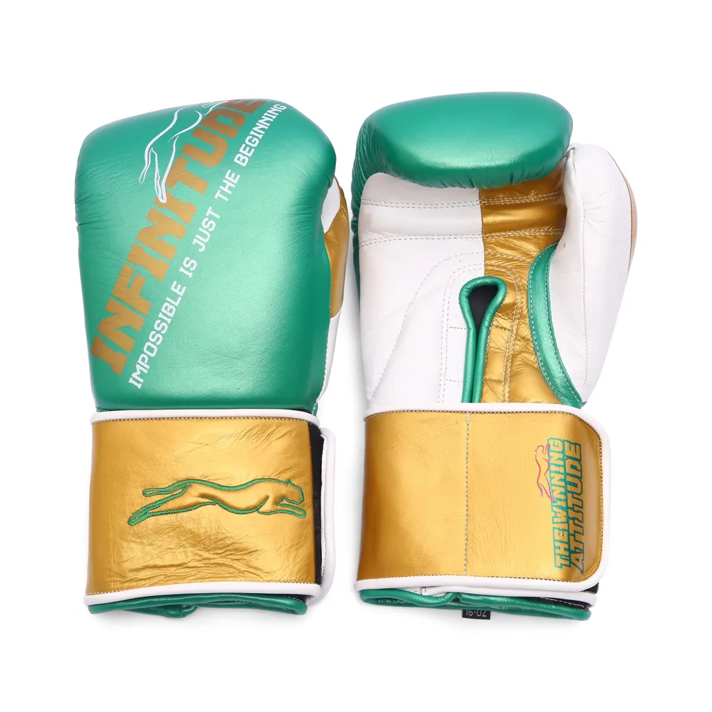 Harrier Pro Boxing Gloves | Green & Gold - Image 7
