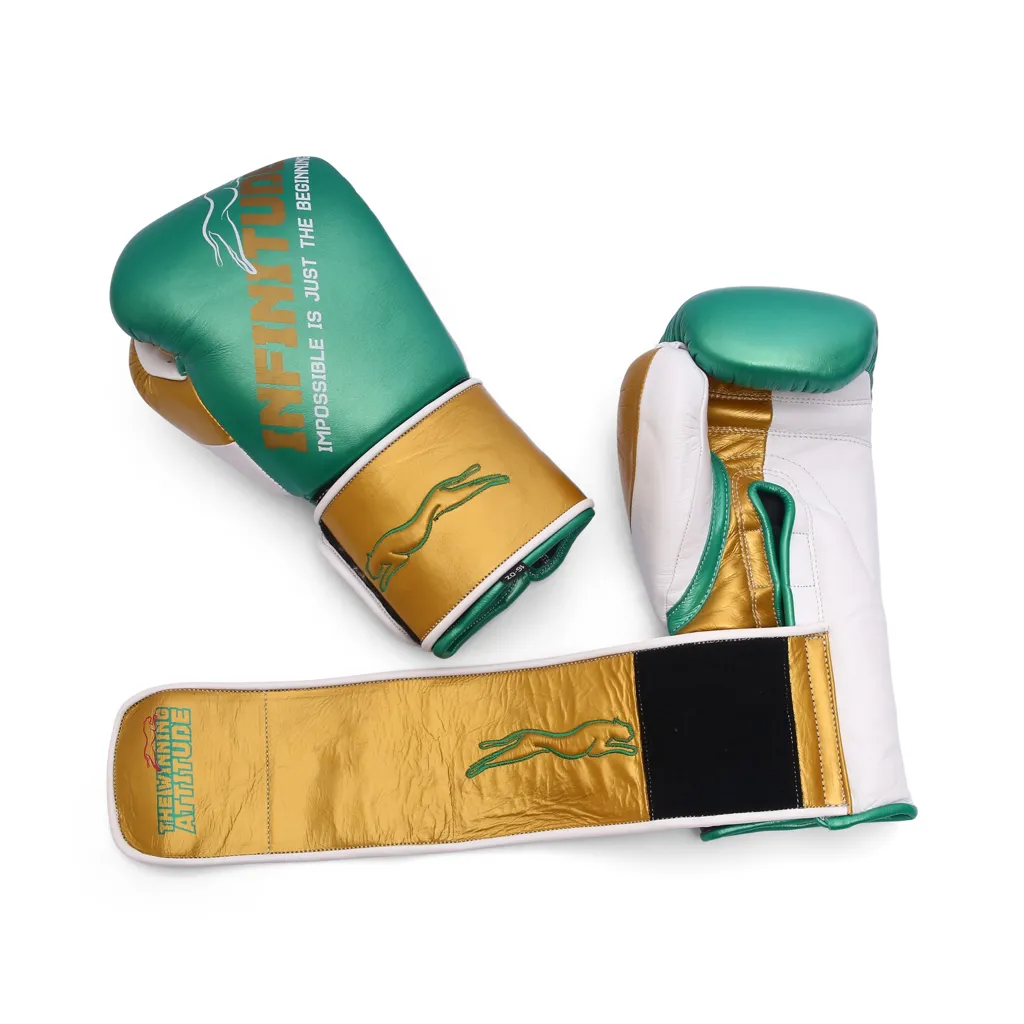 Harrier Pro Boxing Gloves | Green & Gold - Image 6