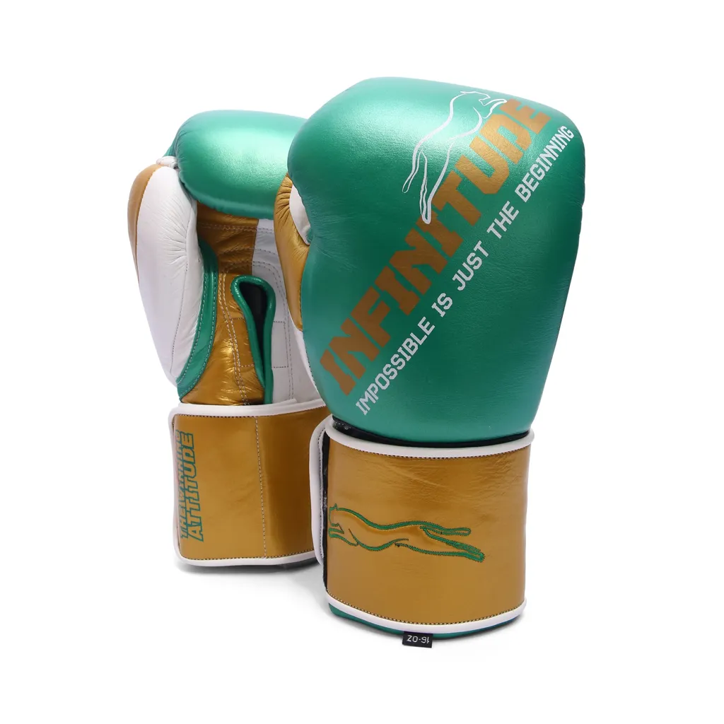 Harrier Pro Boxing Gloves | Green & Gold - Image 5