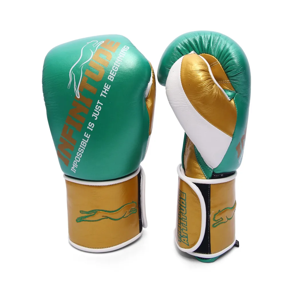 Harrier Pro Boxing Gloves | Green & Gold - Image 4