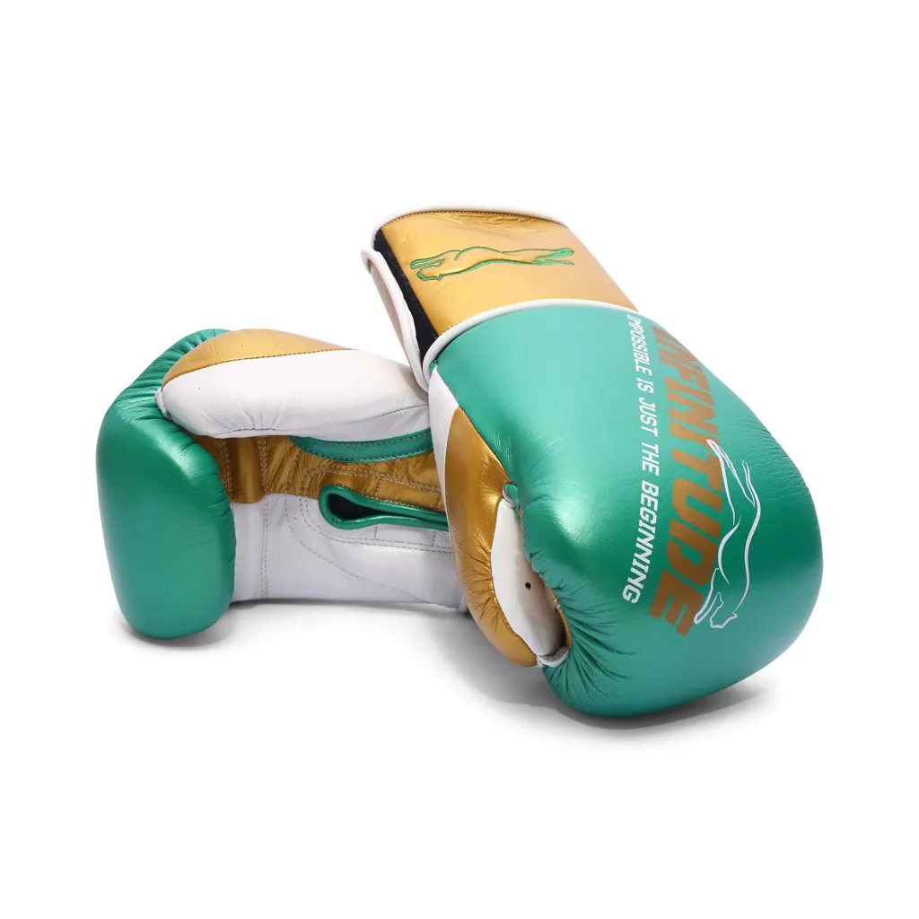 Harrier Pro Boxing Gloves | Green & Gold - Image 2
