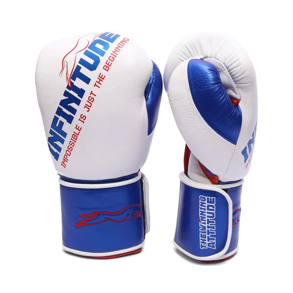 Harrier Pro Boxing Gloves | White & Blue - Image 10