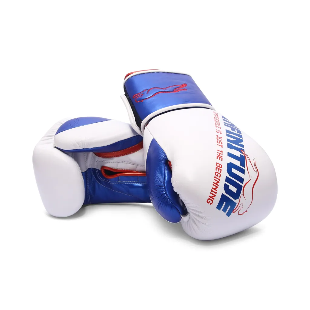 Harrier Pro Boxing Gloves | White & Blue - Image 7