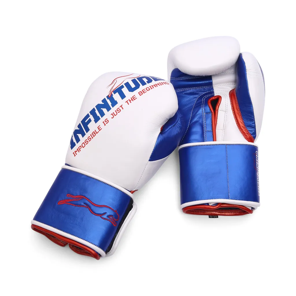 Harrier Pro Boxing Gloves | White & Blue - Image 5