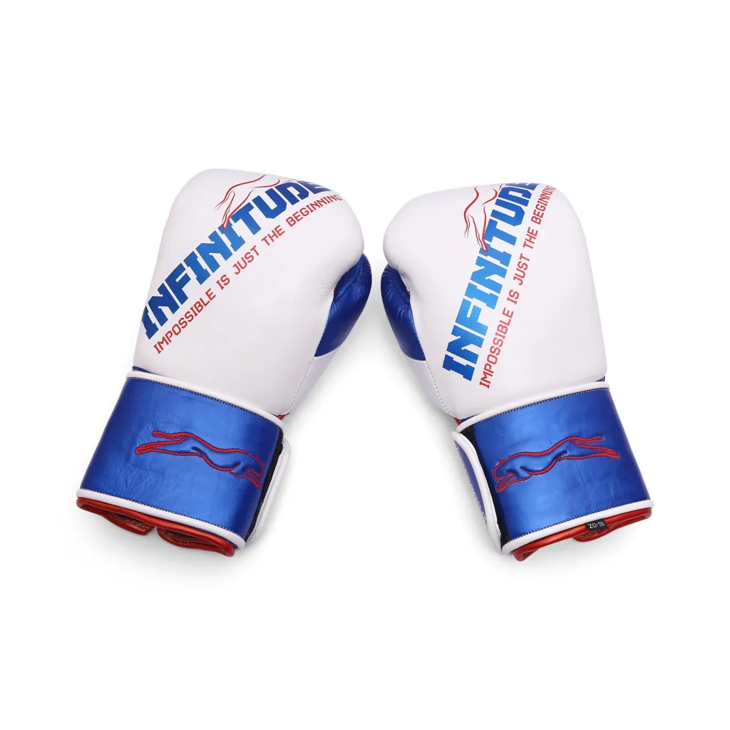 Harrier Pro Boxing Gloves | White & Blue - Image 4