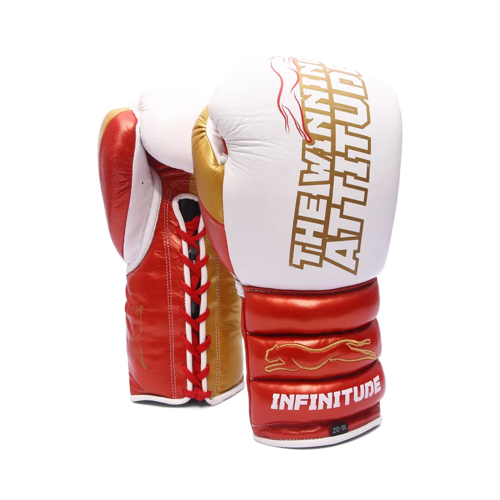 Raptor Xtreme Boxing Gloves | White, Red & Gold - Image 8