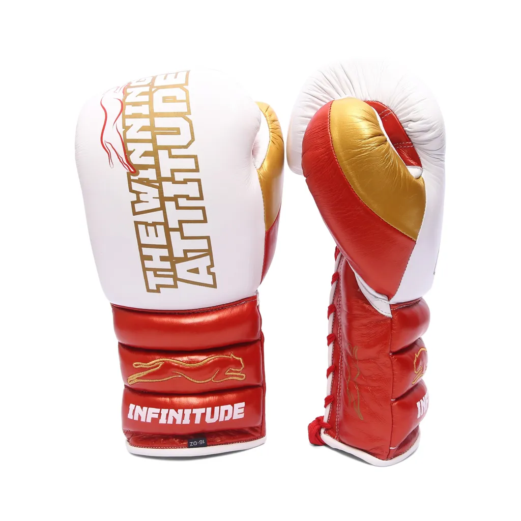 Raptor Xtreme Boxing Gloves | White, Red & Gold - Image 7