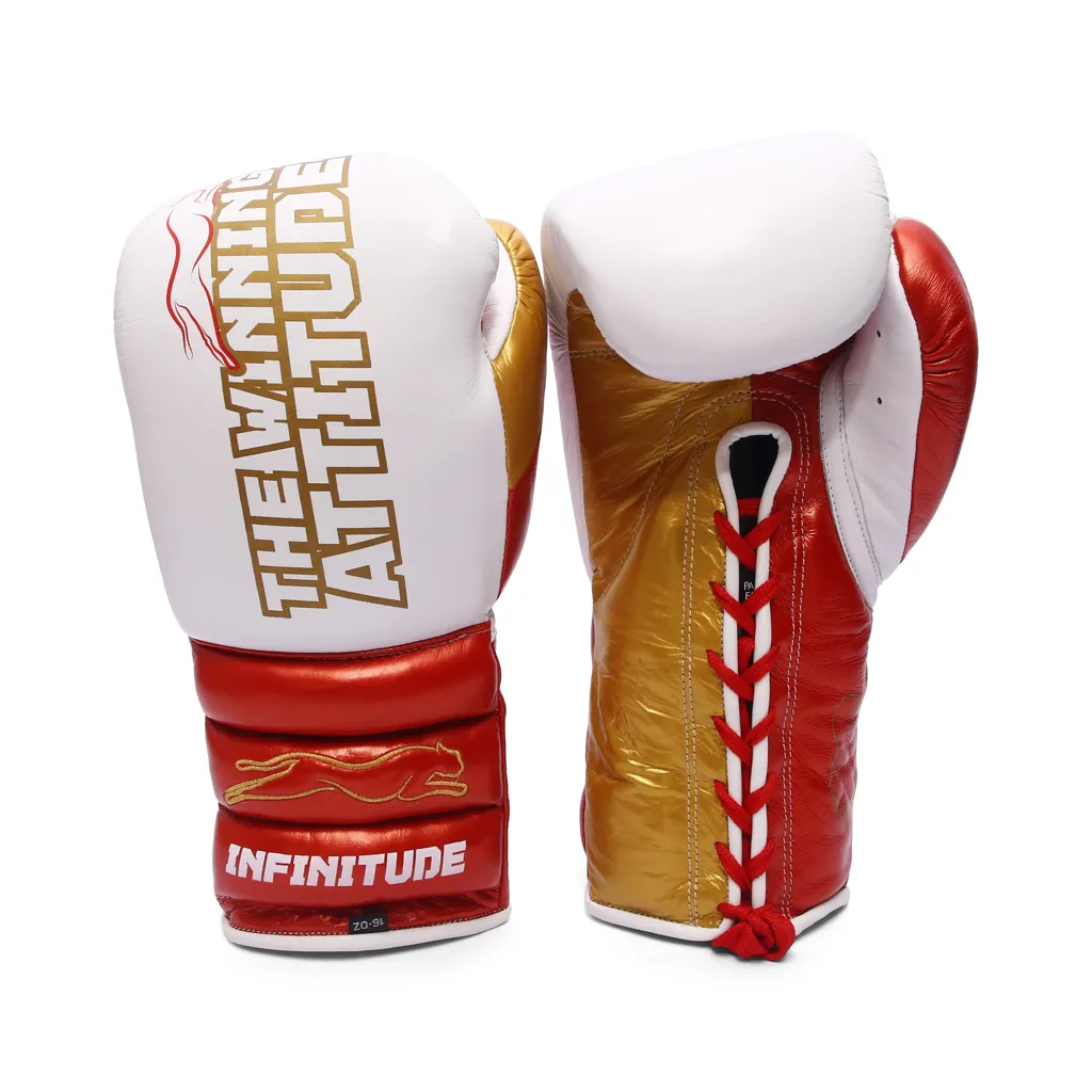 Raptor Xtreme Boxing Gloves | White, Red & Gold - Image 6