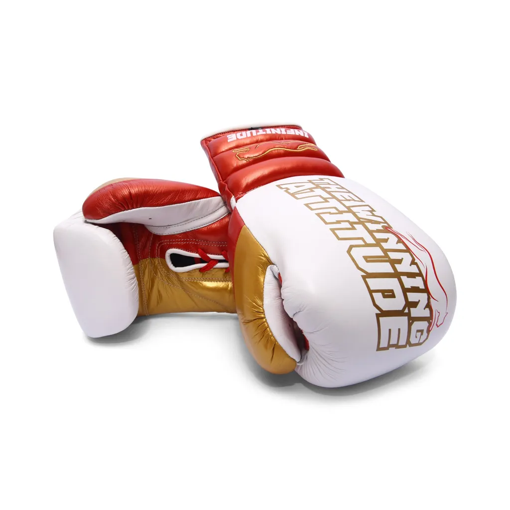 Raptor Xtreme Boxing Gloves | White, Red & Gold - Image 5