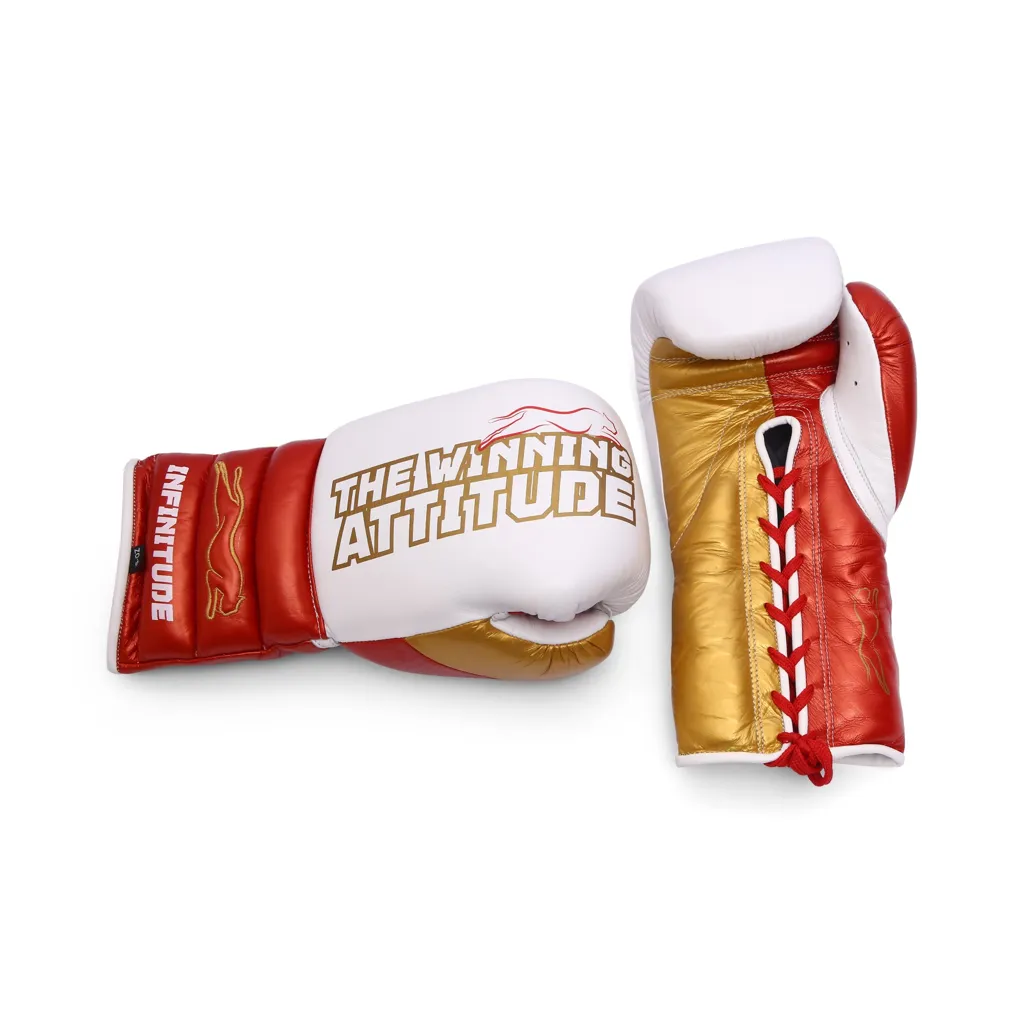 Raptor Xtreme Boxing Gloves | White, Red & Gold - Image 4