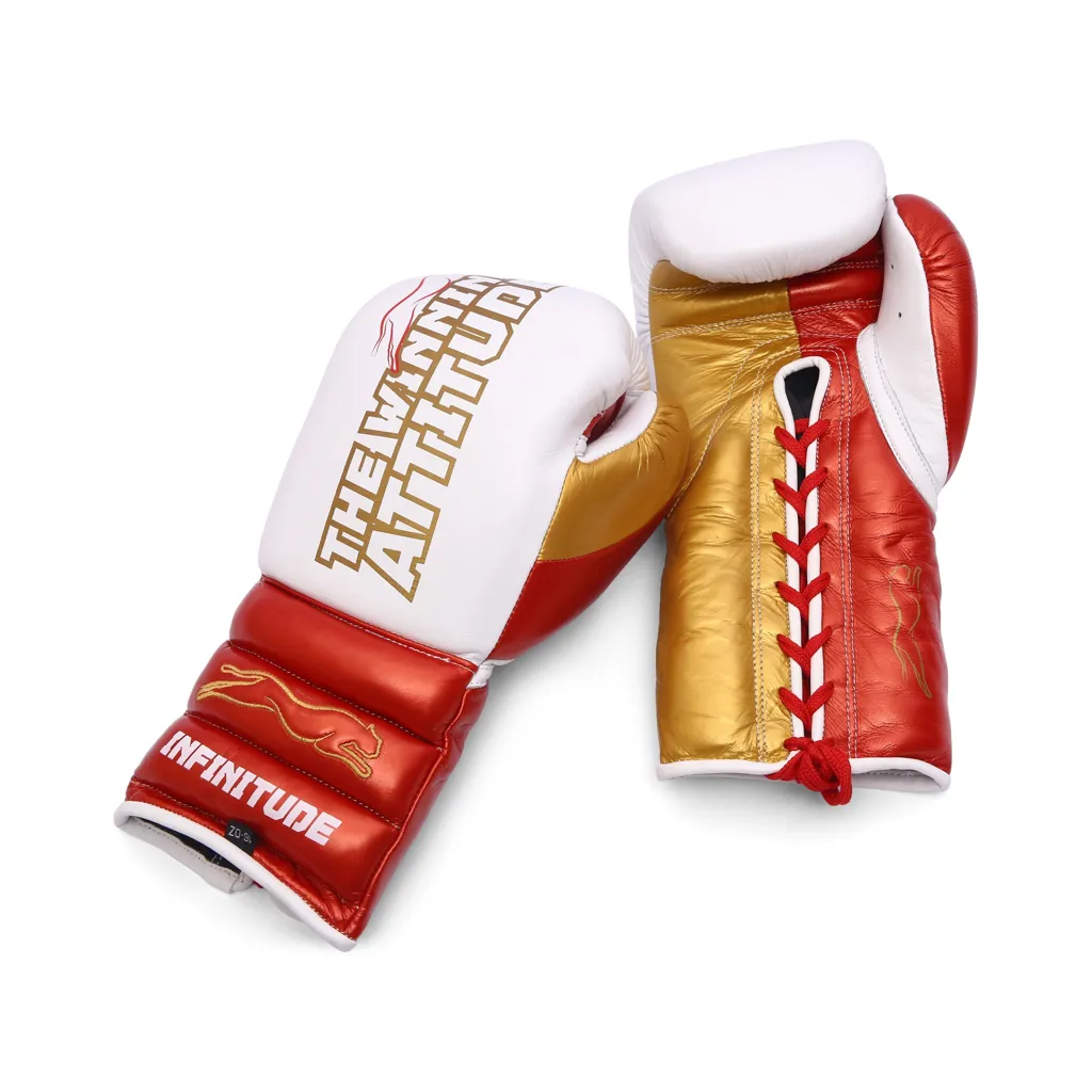 Raptor Xtreme Boxing Gloves | White, Red & Gold - Image 3