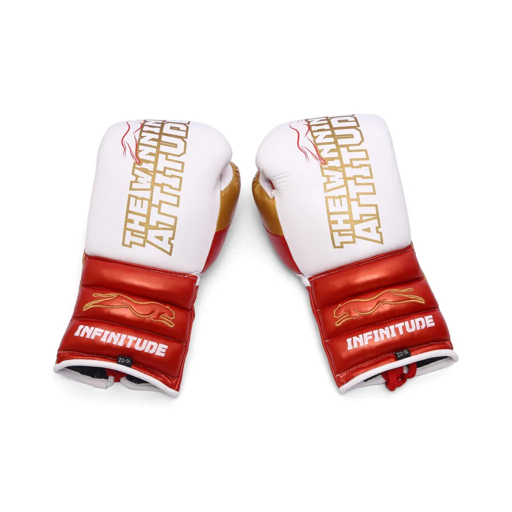 Raptor Xtreme Boxing Gloves | White, Red & Gold - Image 2