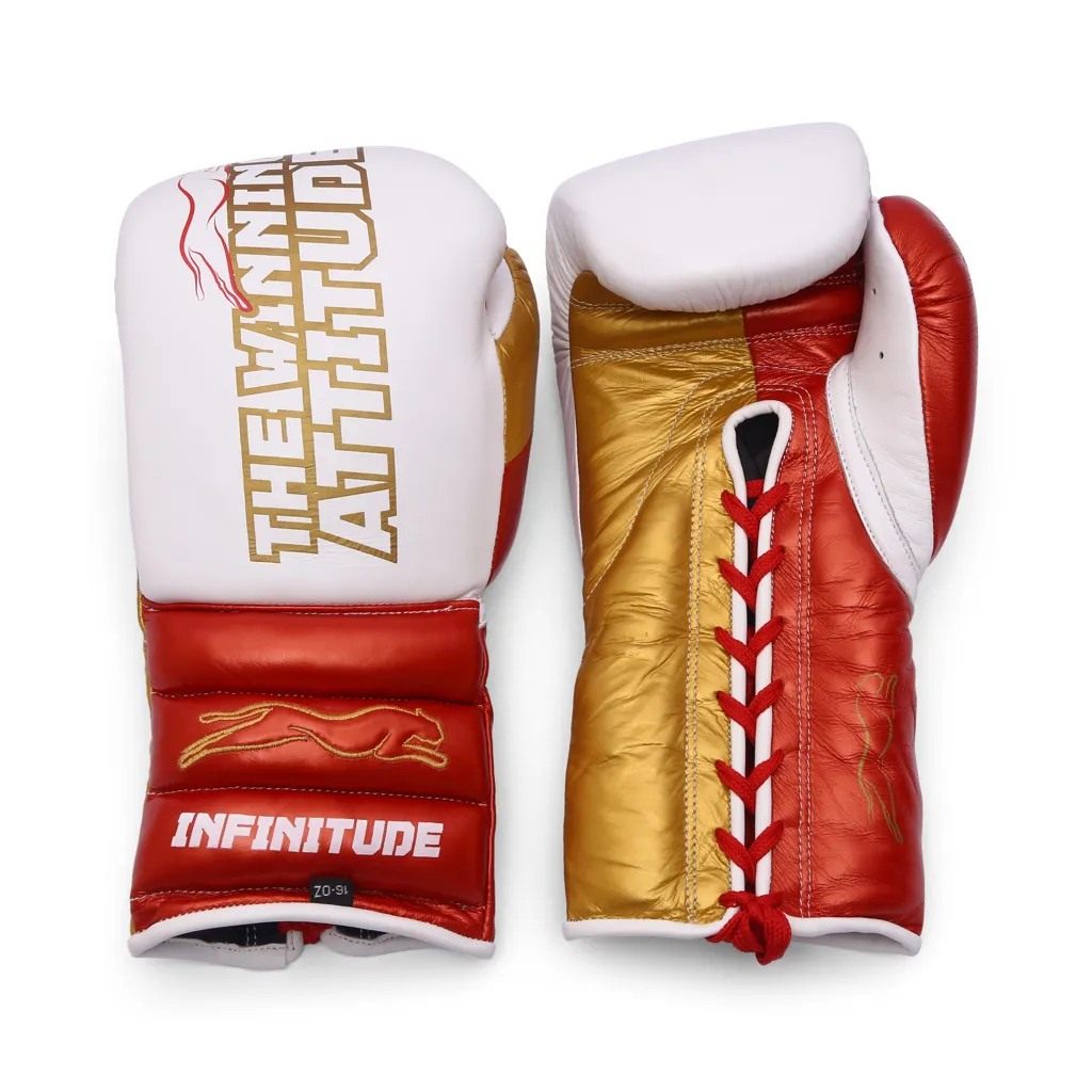 Raptor Xtreme Boxing Gloves | White, Red & Gold
