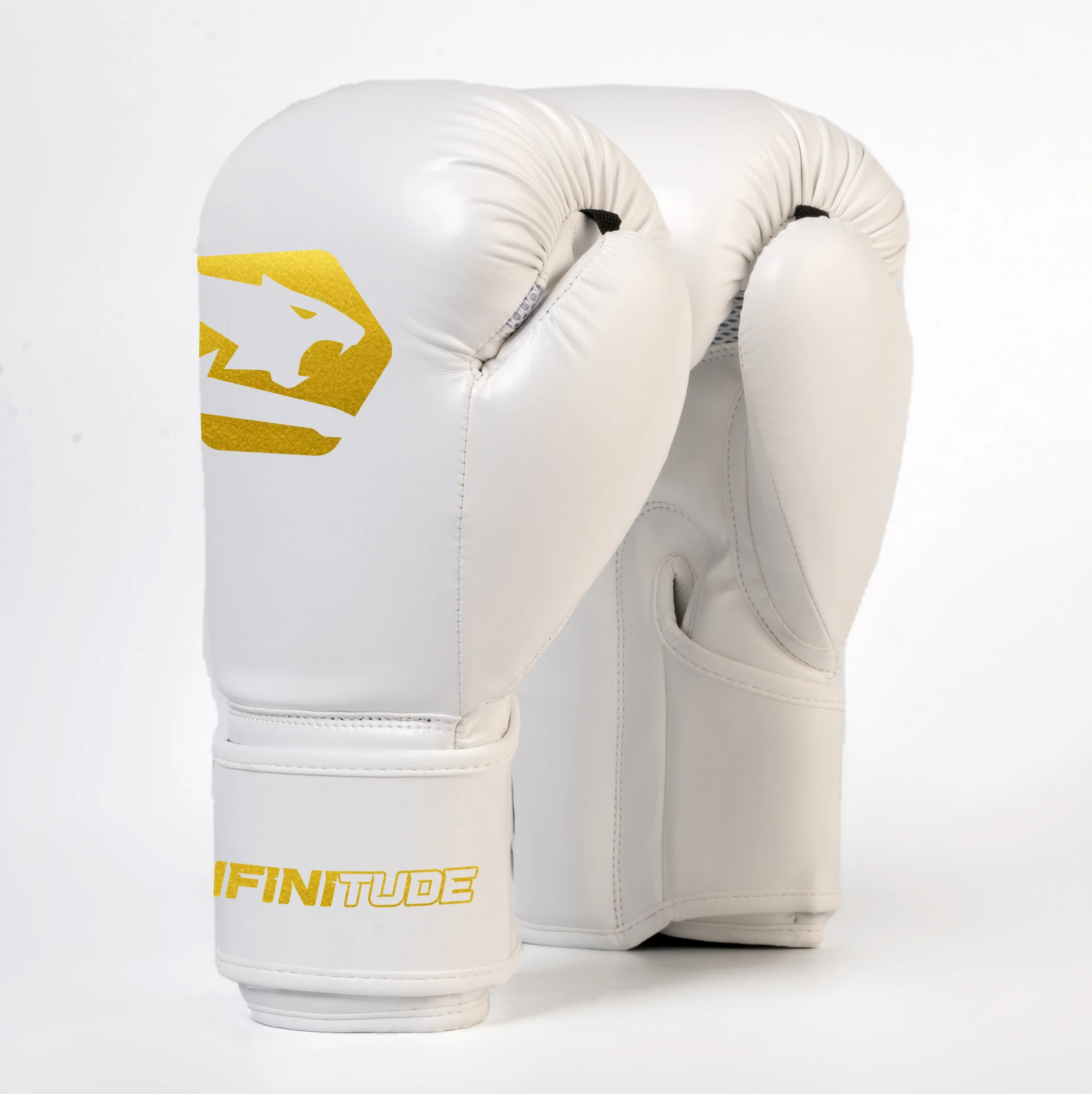 Veloce Blitz White and Gold Boxing Gloves